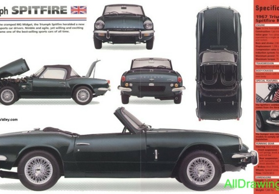Triumph Spitfire Mk III (1967) (Triumph Spitfaer Mk 3 (1967)) - drawings (drawings) of the car